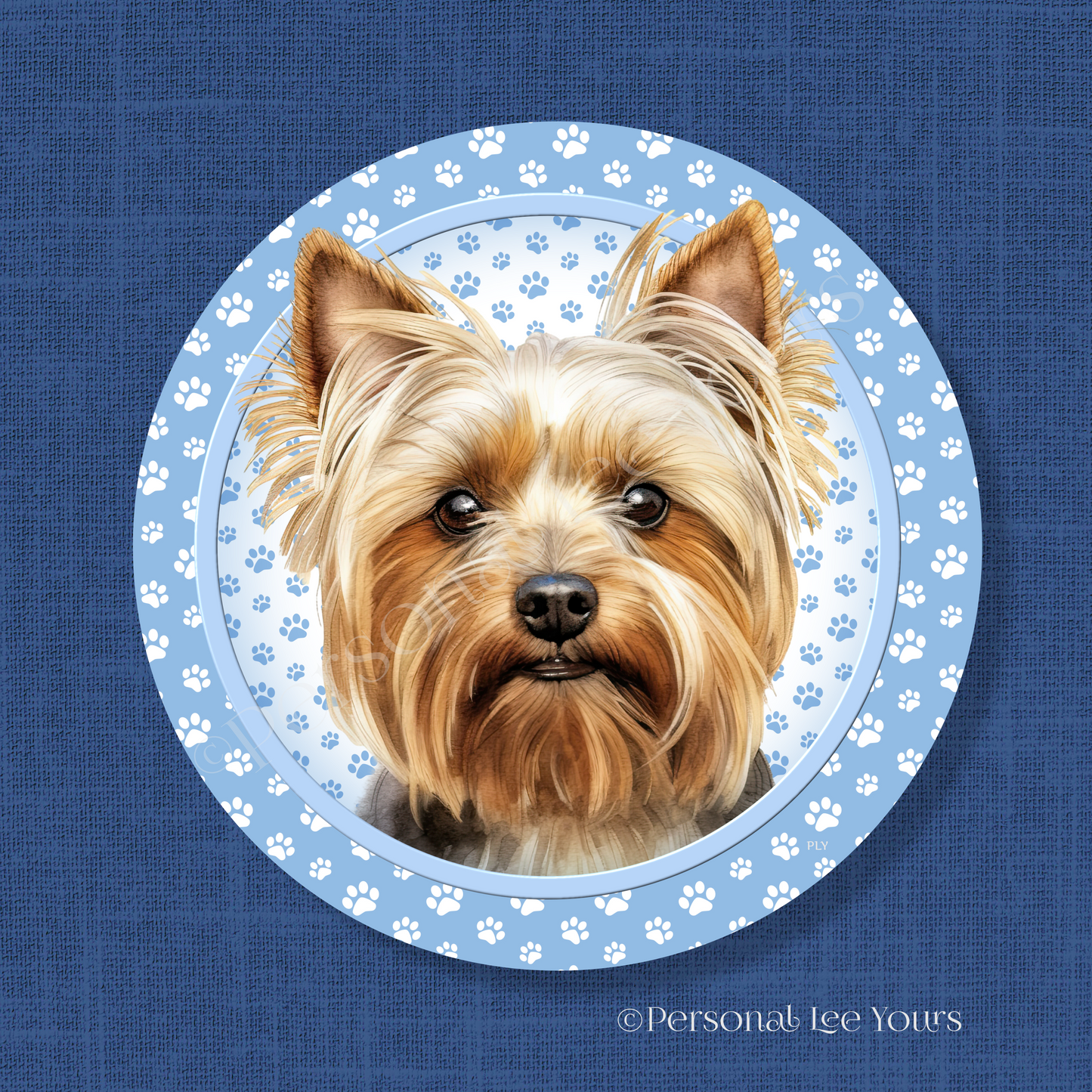 Dog Breed Wreath Sign * Yorkie * Round * Lightweight Metal