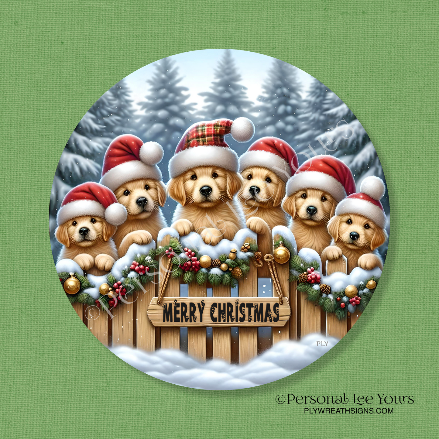 Holiday Wreath Sign * A Golden Christmas * Round * Lightweight Metal