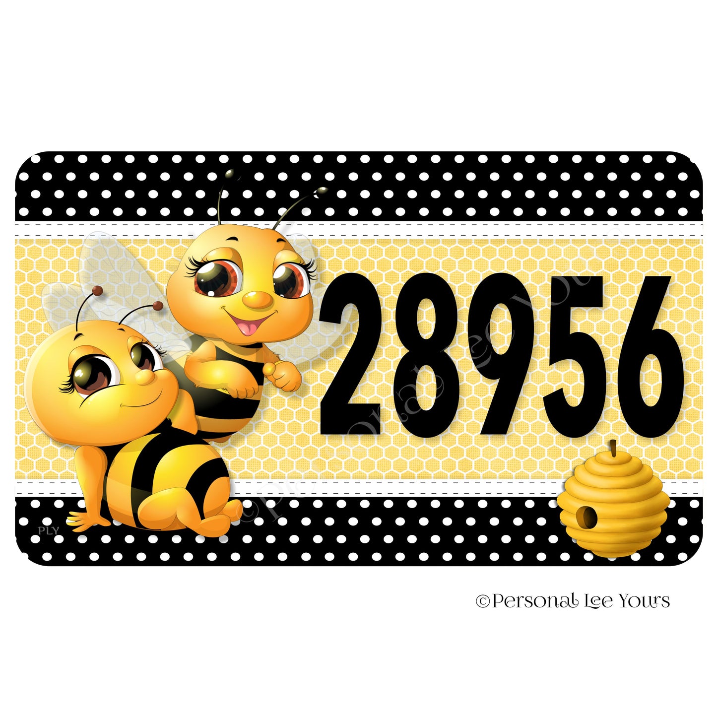 Personalized Wreath Sign * Bee Couple * Your House Number * Lightweight Metal