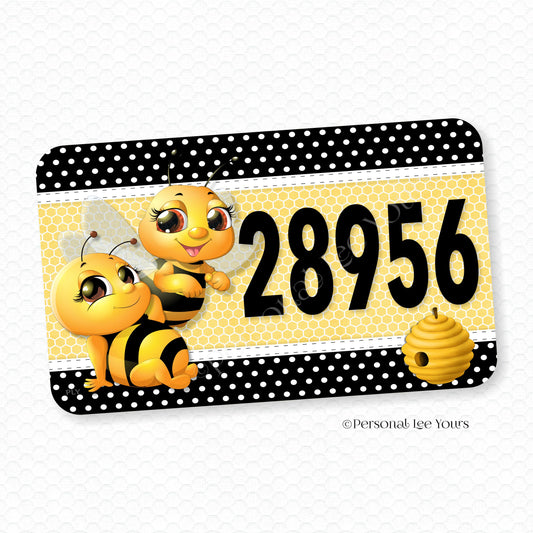 Personalized Wreath Sign * Bee Couple * Your House Number * Lightweight Metal