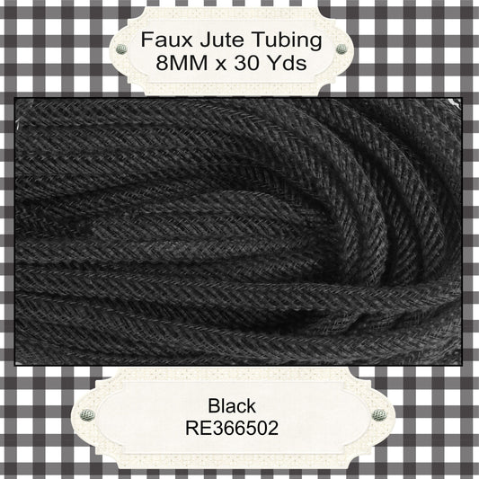 Deco Faux Jute Flex Tubing * Black * 8mm x 30 yards * Wreath Supplies * RE366502