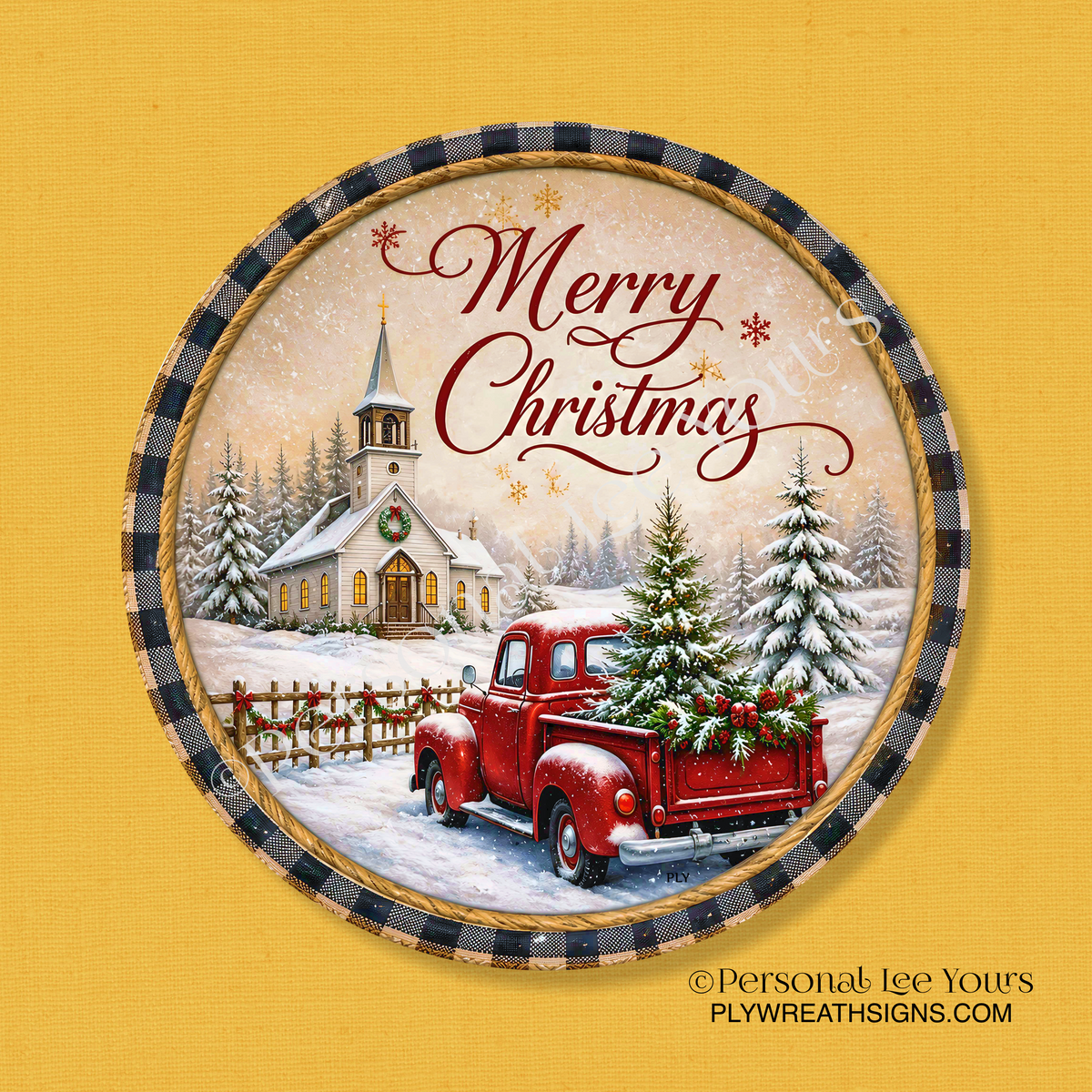 Wreath Sign * Christmas Eve Services * Round * Lightweight Metal