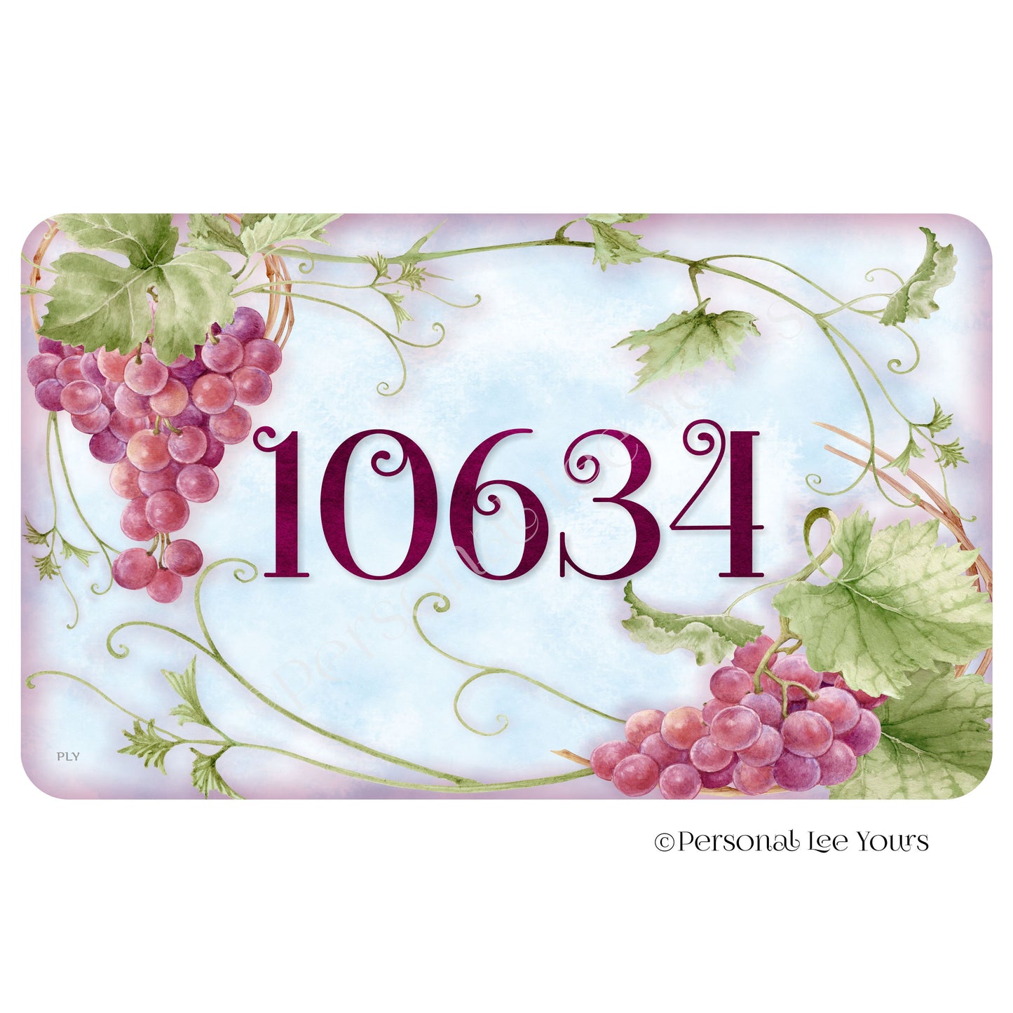 Personalized Wreath Sign * Grapevine * Your House Number * Horizontal * Lightweight Metal