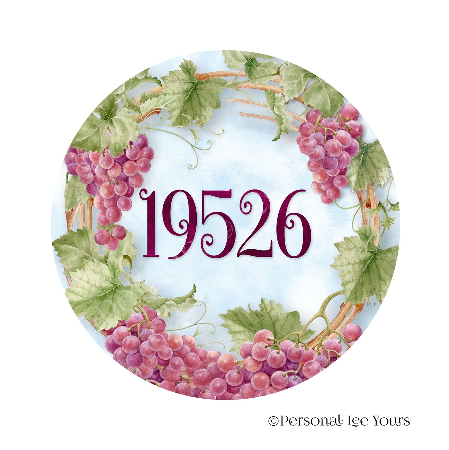 Personalized Wreath Sign * Grapevine * Your House Number * Round * Lightweight Metal