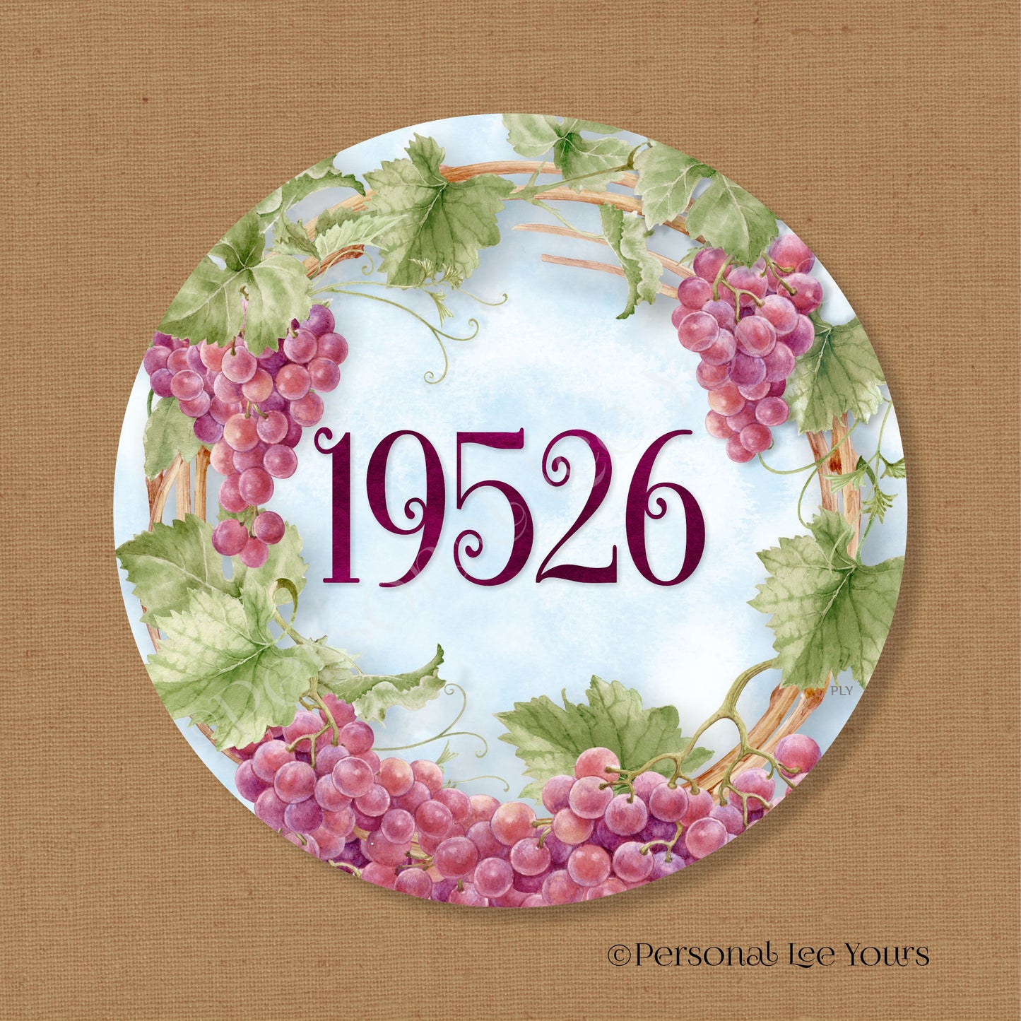 Personalized Wreath Sign * Grapevine * Your House Number * Round * Lightweight Metal