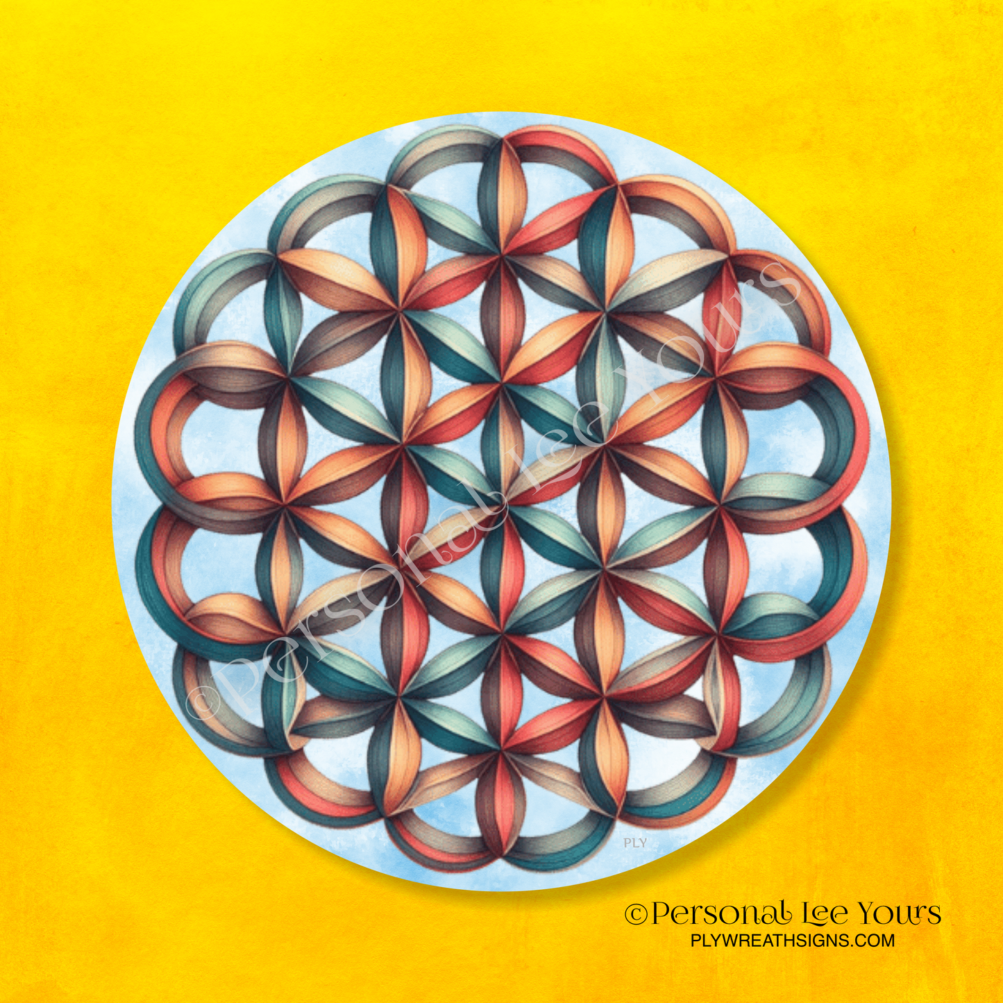 Graphic Flower Of Life Crystal Grid * Creation, Harmony, Unity * 2 sizes * Round * Lightweight Metal