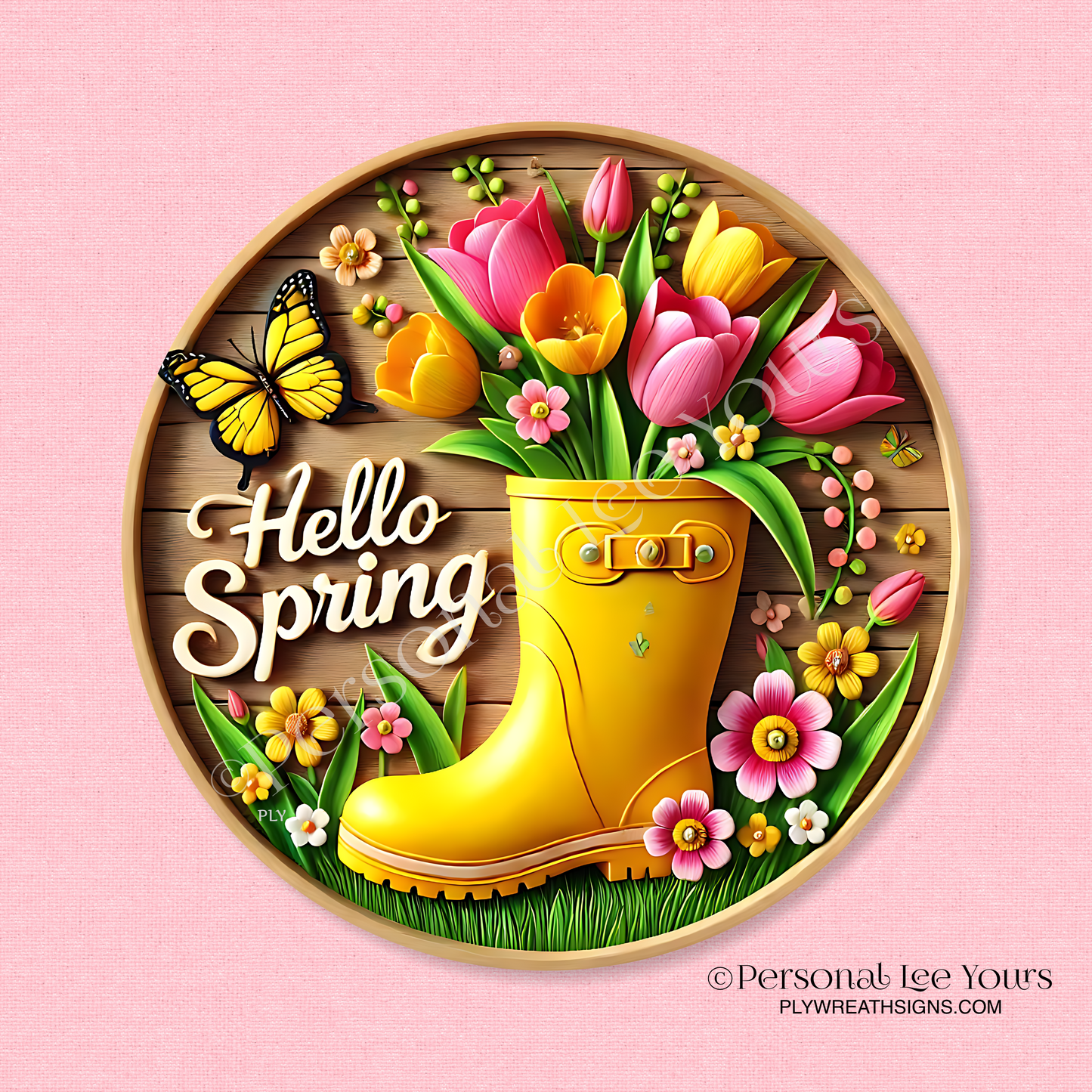 Wreath Sign * Hello Spring Boot * Round * Lightweight Metal