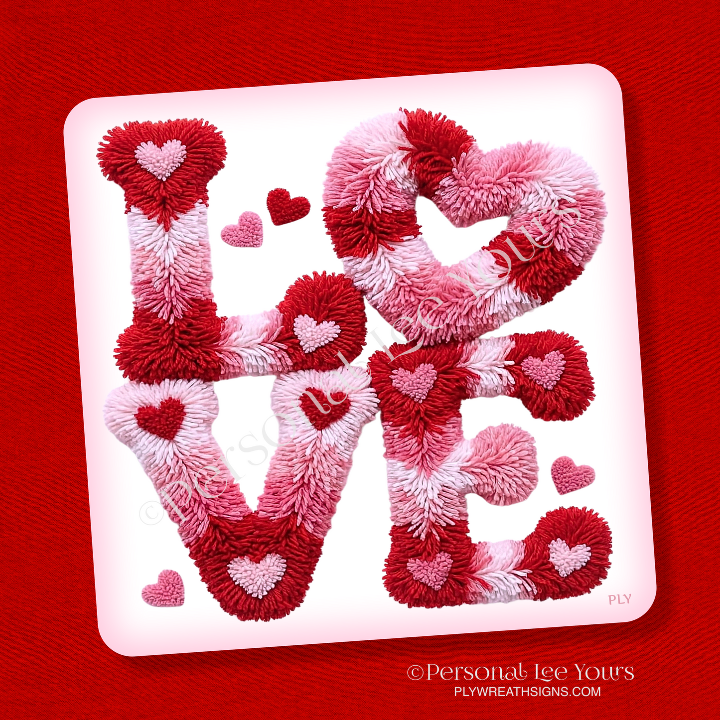 Valentine Wreath Sign * Latch Hook Love * 3 Sizes * Lightweight Metal