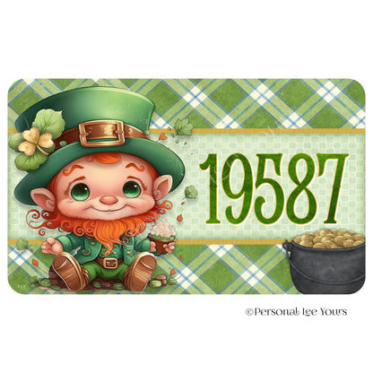 Personalized Wreath Sign * Leprechaun * Your House Number * Horizontal * Lightweight Metal