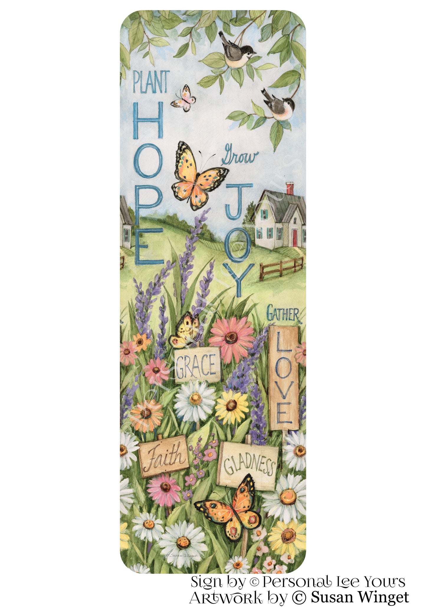 Susan Winget Exclusive Sign * Banner * Plant Hope * 12" x 4" * Lightweight Metal
