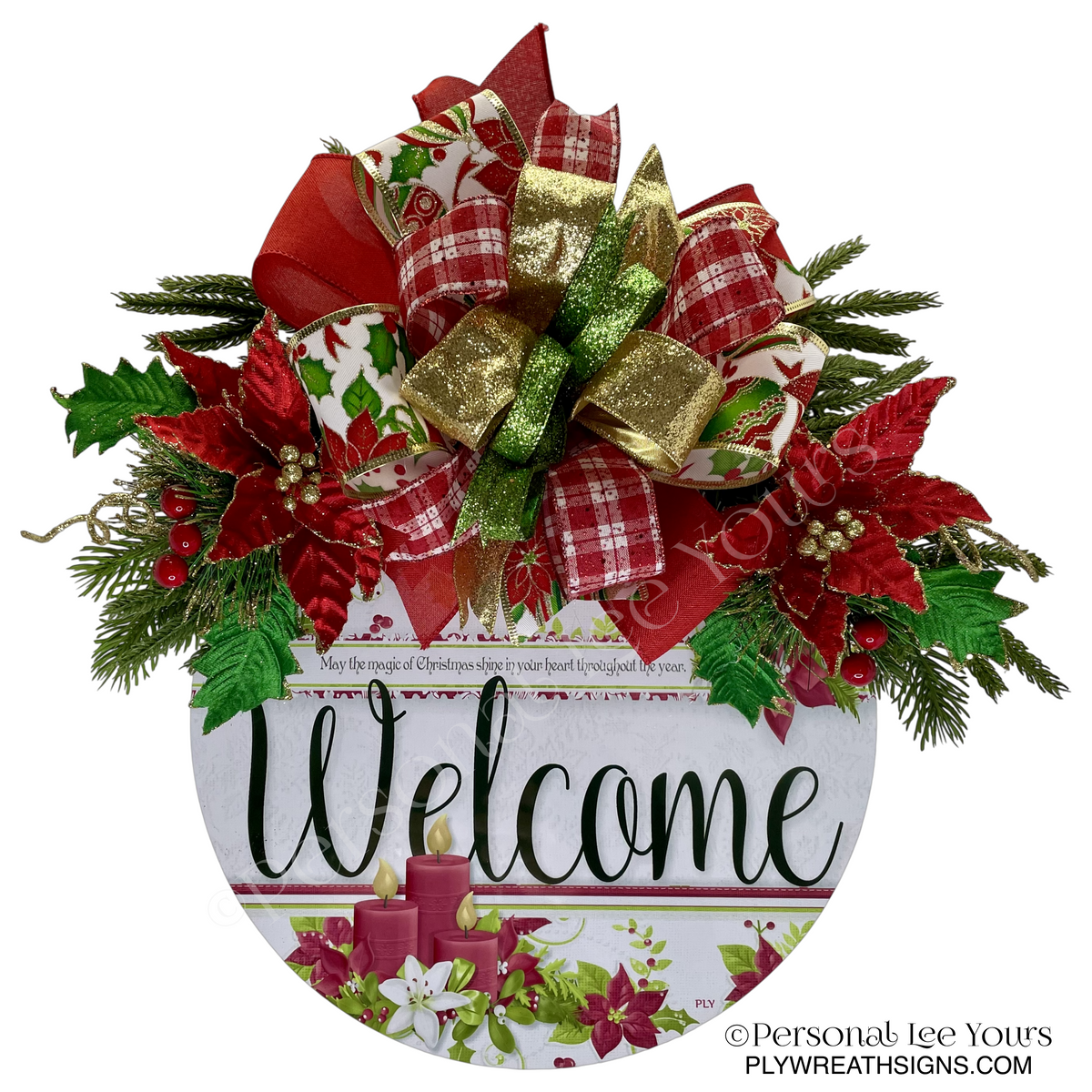 Poinsettia Welcome Door Hanger – Lightweight & Ready to Hang