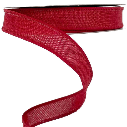 Wired Ribbon * Solid Cranberry Canvas * 5/8" x 10 Yards * RGE1778Y6