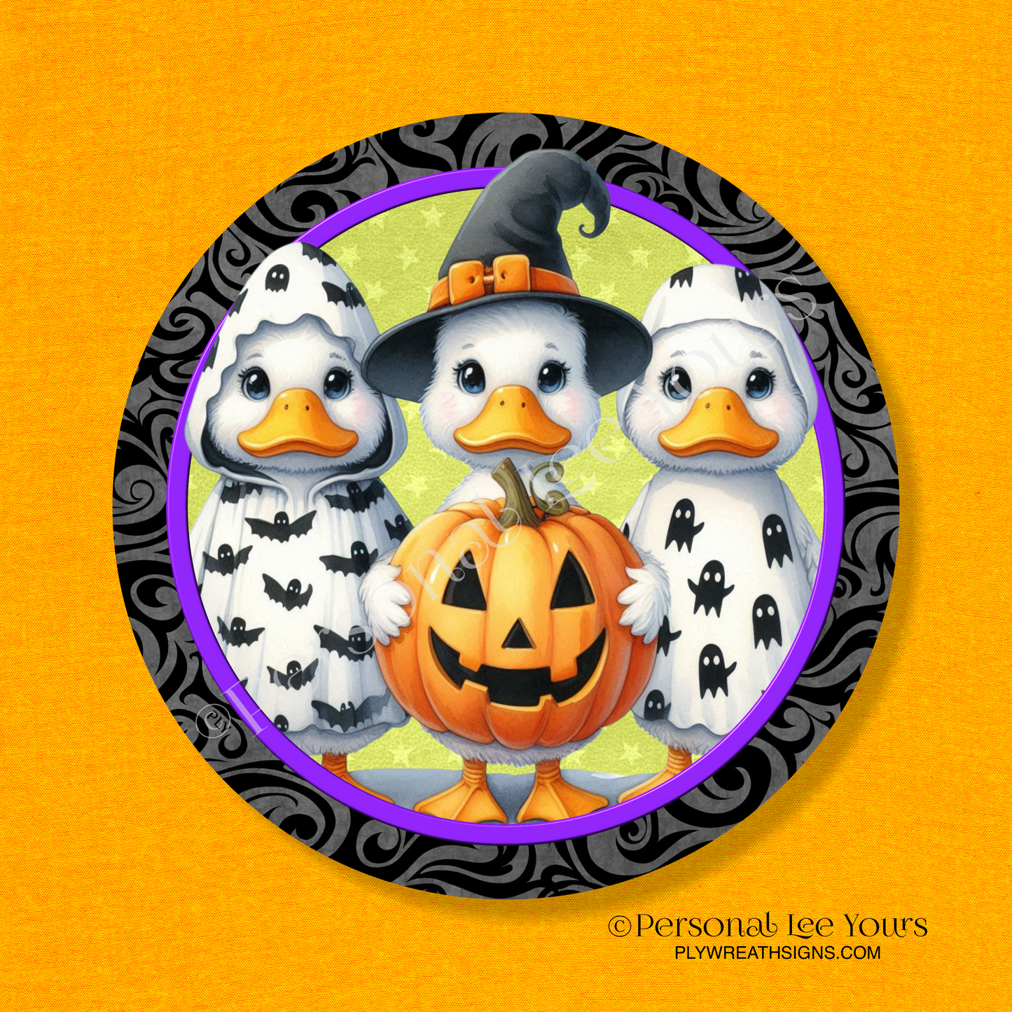 Wreath Sign * Halloween, Silly Goose * Round * Lightweight Metal