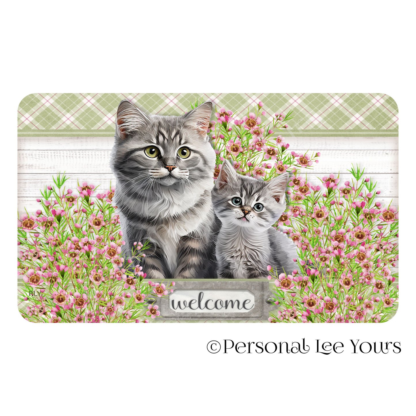 Wreath Sign * Welcome Farmhouse Cats * Horizontal * 4 Sizes * Lightweight Metal