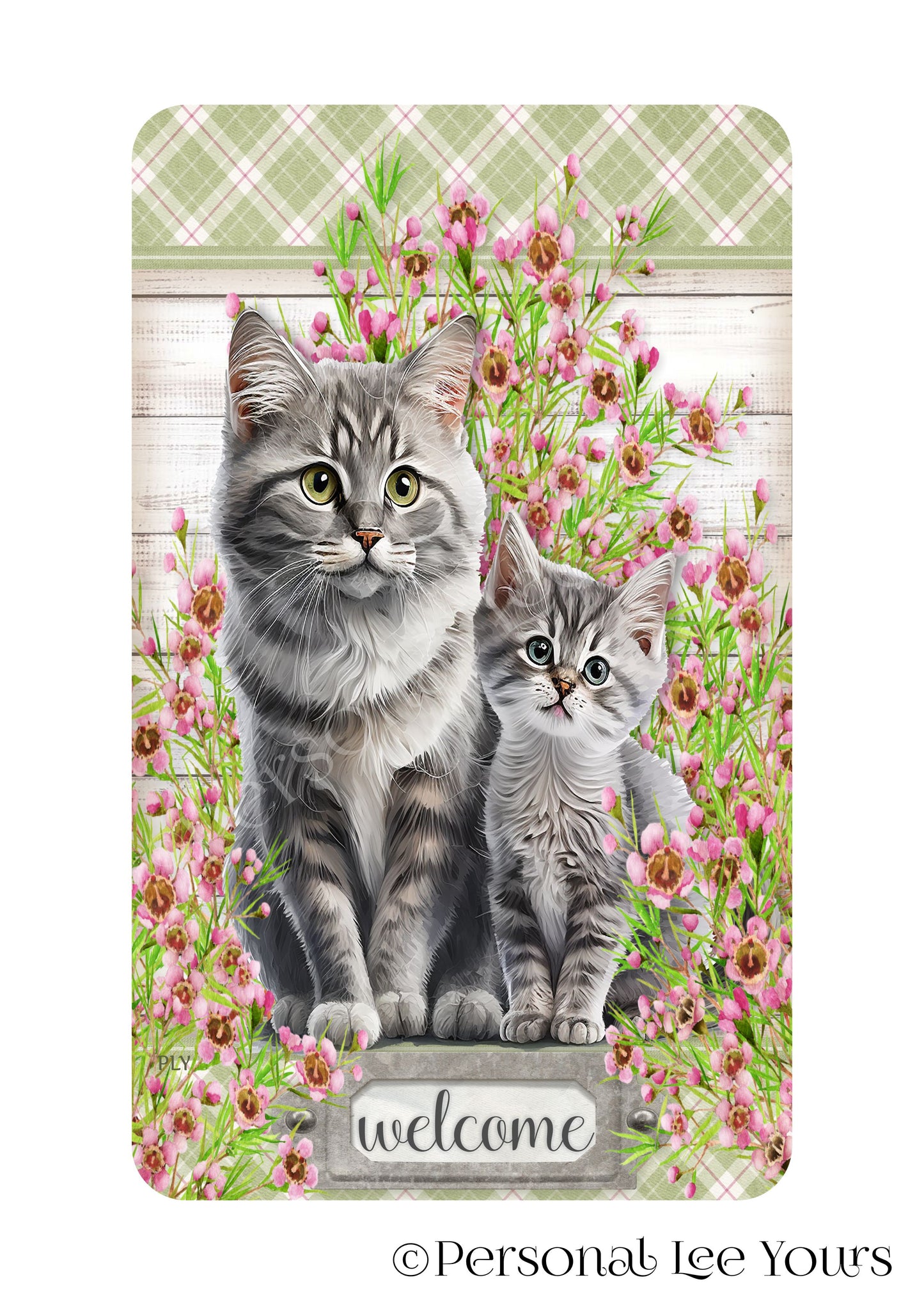 Wreath Sign * Welcome Farmhouse Cats * Vertical * 4 Sizes * Lightweight Metal