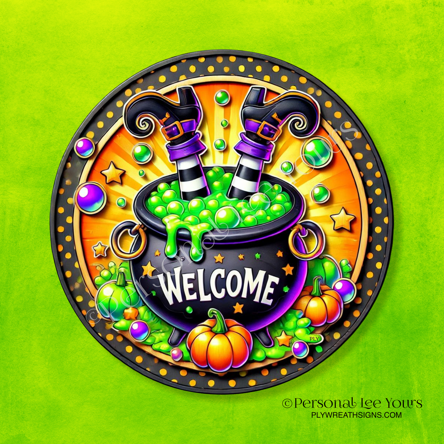 Wreath Sign * Witch Welcome * Round * Lightweight Metal