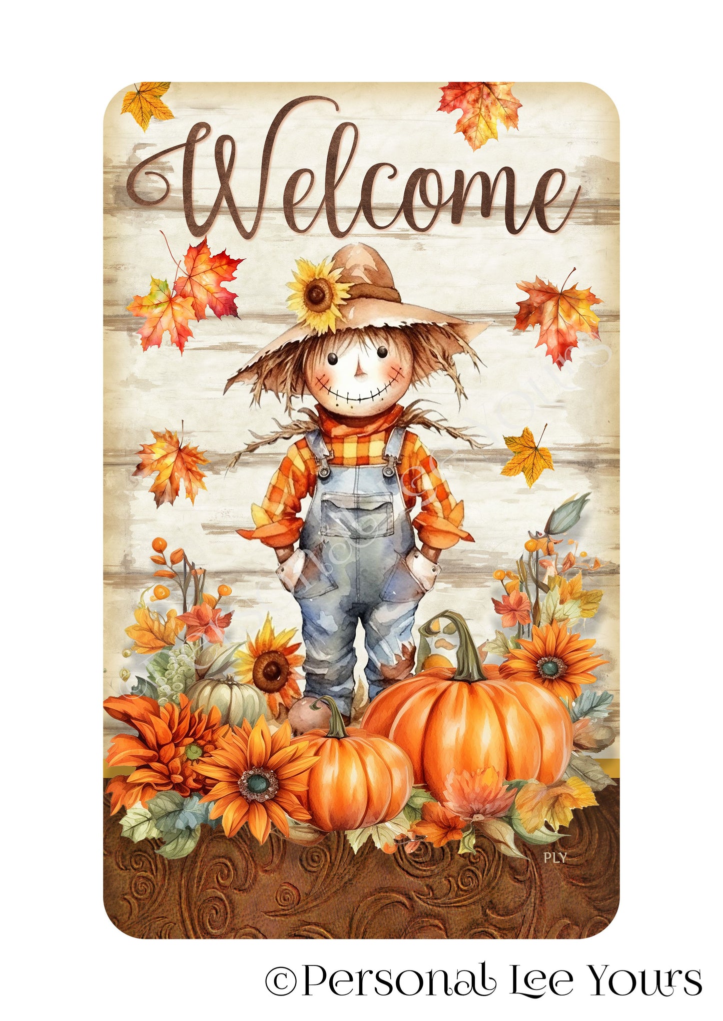 Wreath Sign * Wonderful Fall Welcome * Vertical * 4 Sizes * Lightweight Metal