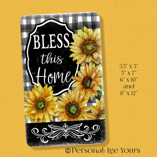 Wreath Sign * Blessed Home II * Sunflowers * 4 Sizes * Lightweight Metal