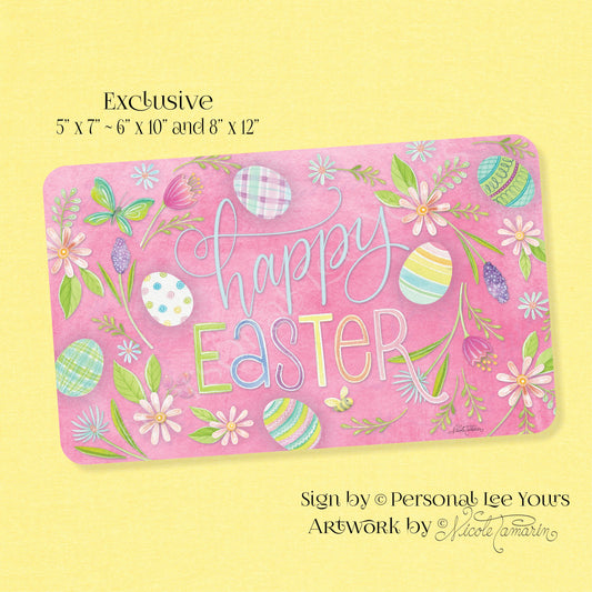 Nicole Tamarin Exclusive Sign * Bunny Trail * Happy Easter * Horizontal * 3 Sizes * Lightweight Metal