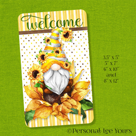 Wreath Sign * Sunflower Gnome Welcome * Lightweight Metal  *4 Sizes