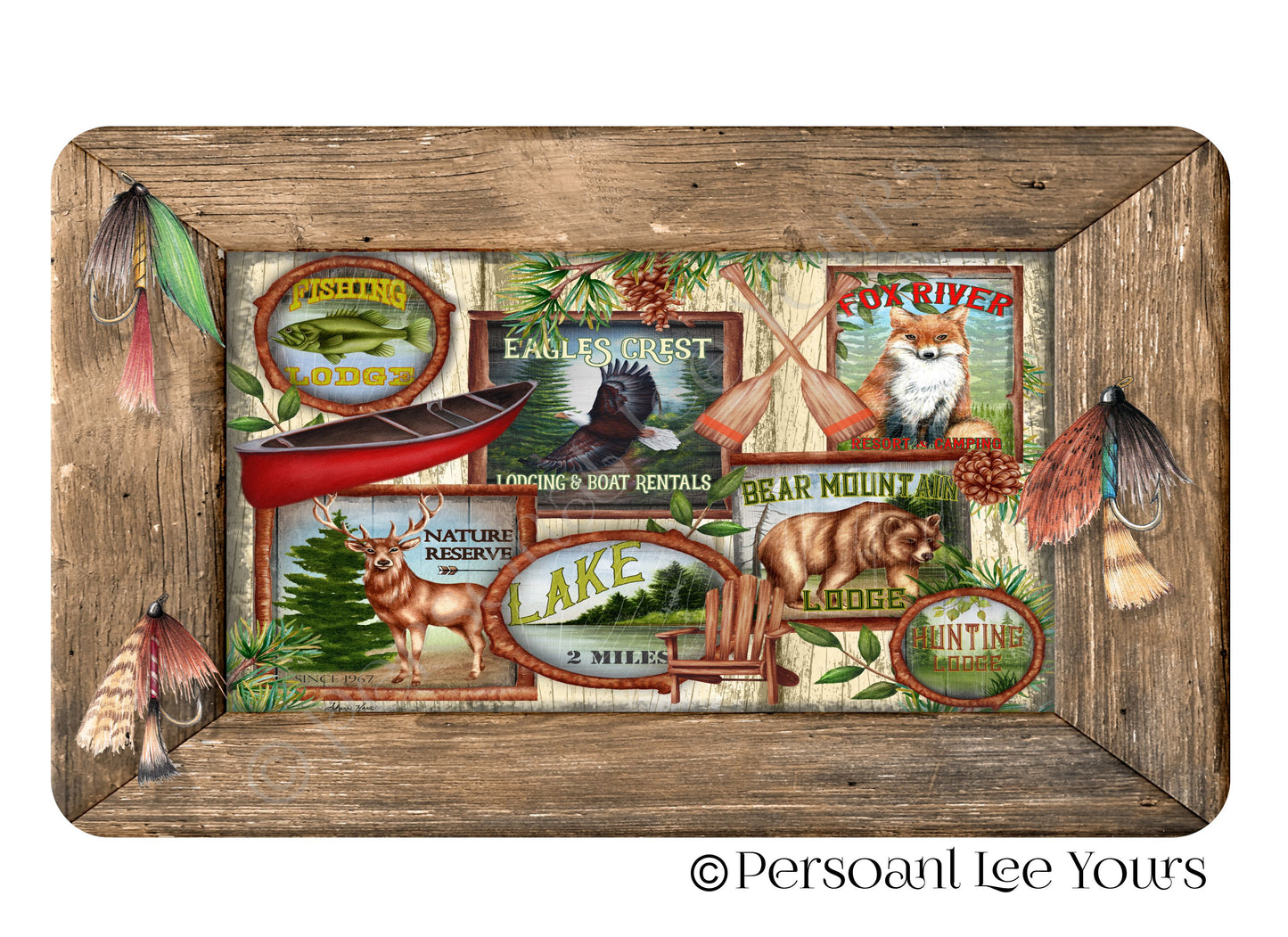 Wreath Sign * Adventure Awaits * 3 Sizes * Lightweight Metal * Fishing