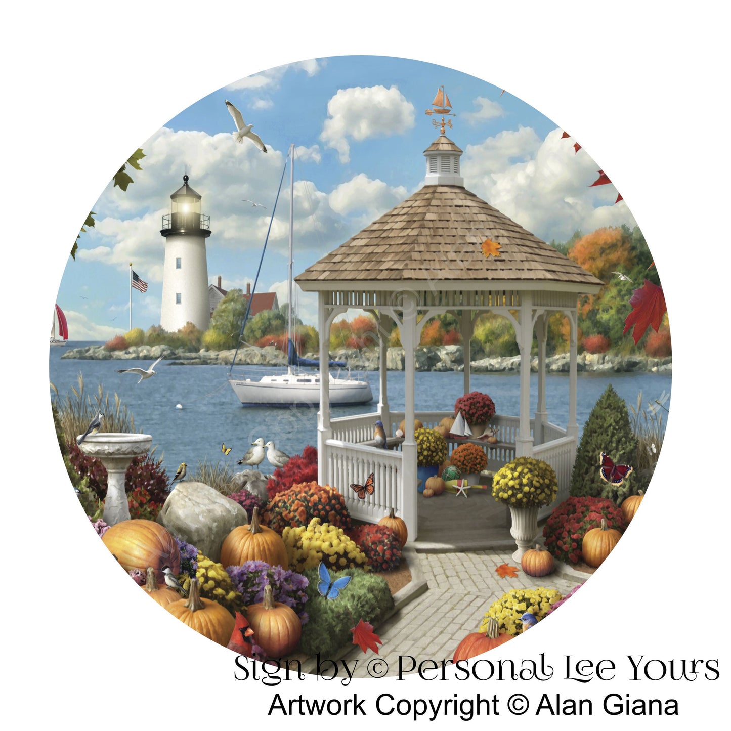 Alan Giana Exclusive Sign * Autumn Splendor * Coastal * Round * Lightweight Metal