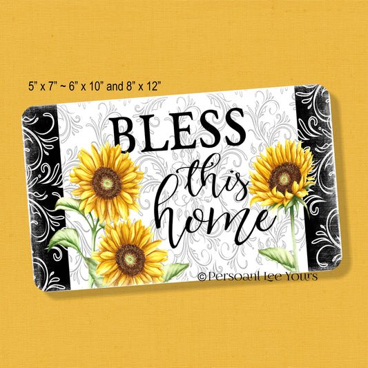 Wreath Signs * Bless This Home * Sunflowers * 3 Sizes * Lightweight Metal
