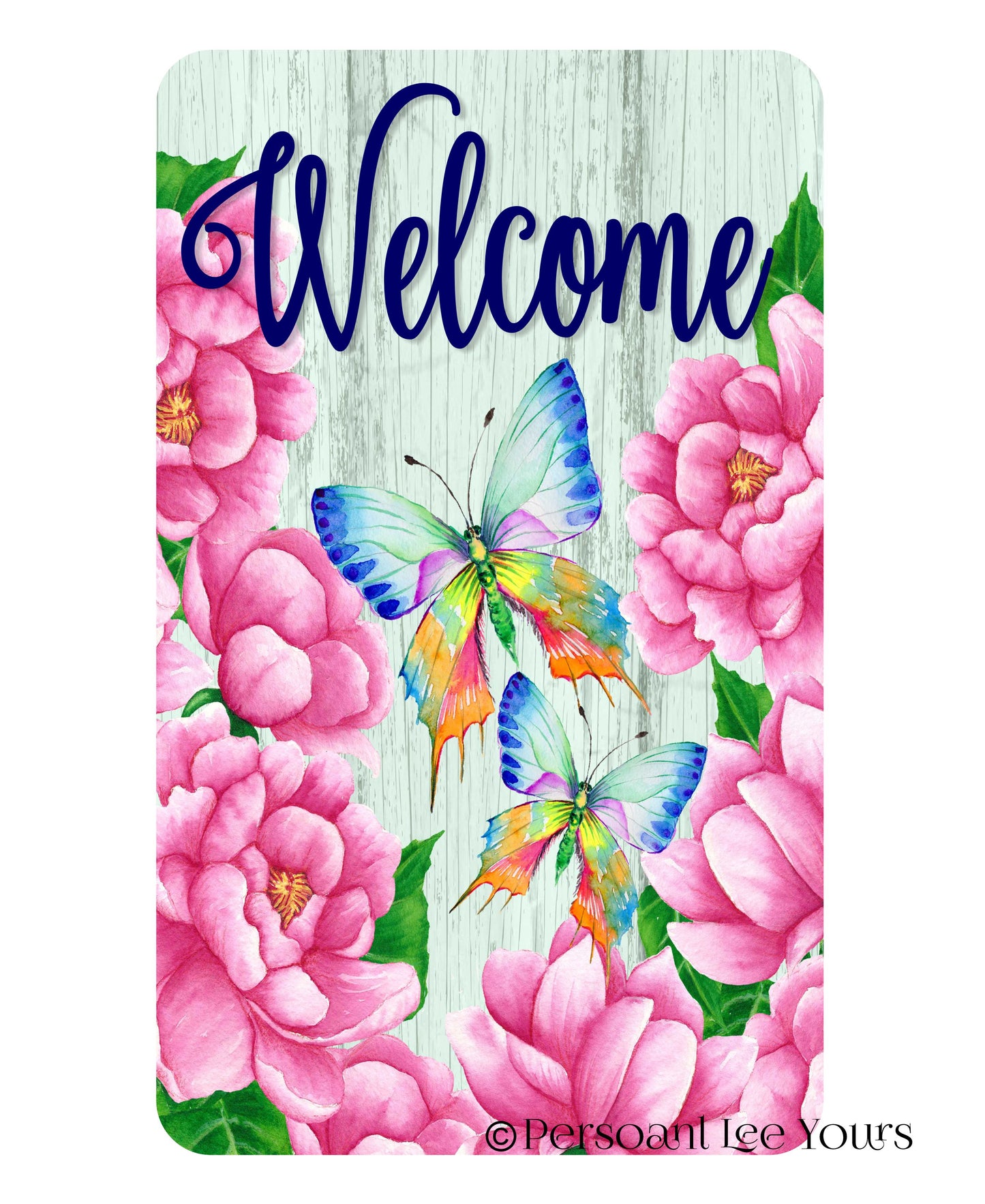 Wreath Sign * Colorful Butterflies * Welcome * 3 Sizes * Lightweight Metal