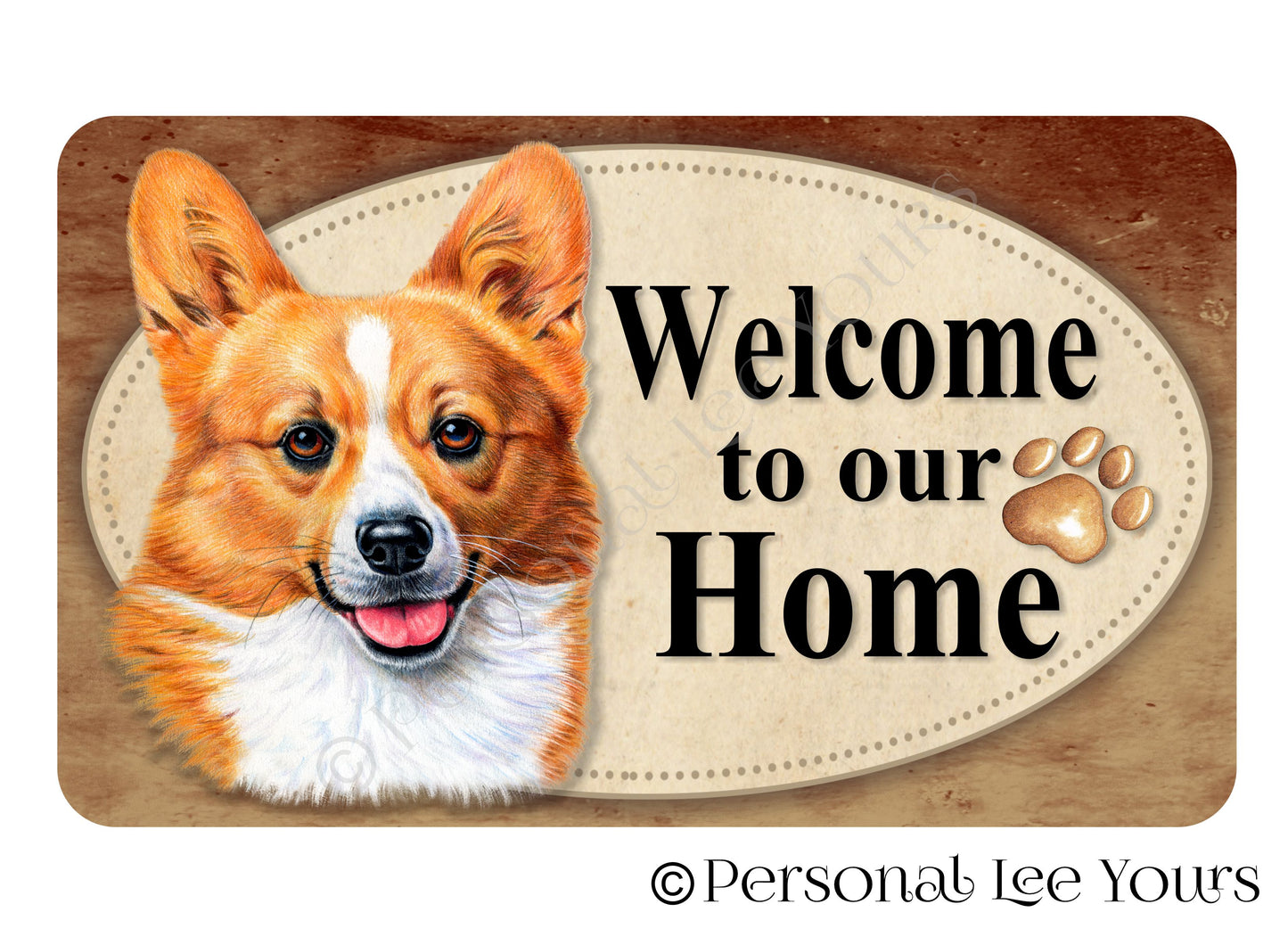Pet Wreath Sign * Welcome * Corgi * 3 Sizes * Lightweight Metal
