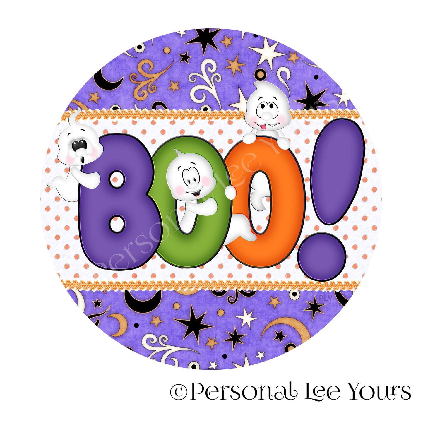 Halloween Wreath Sign * Cute Halloween BOO! * Round * Lightweight Metal