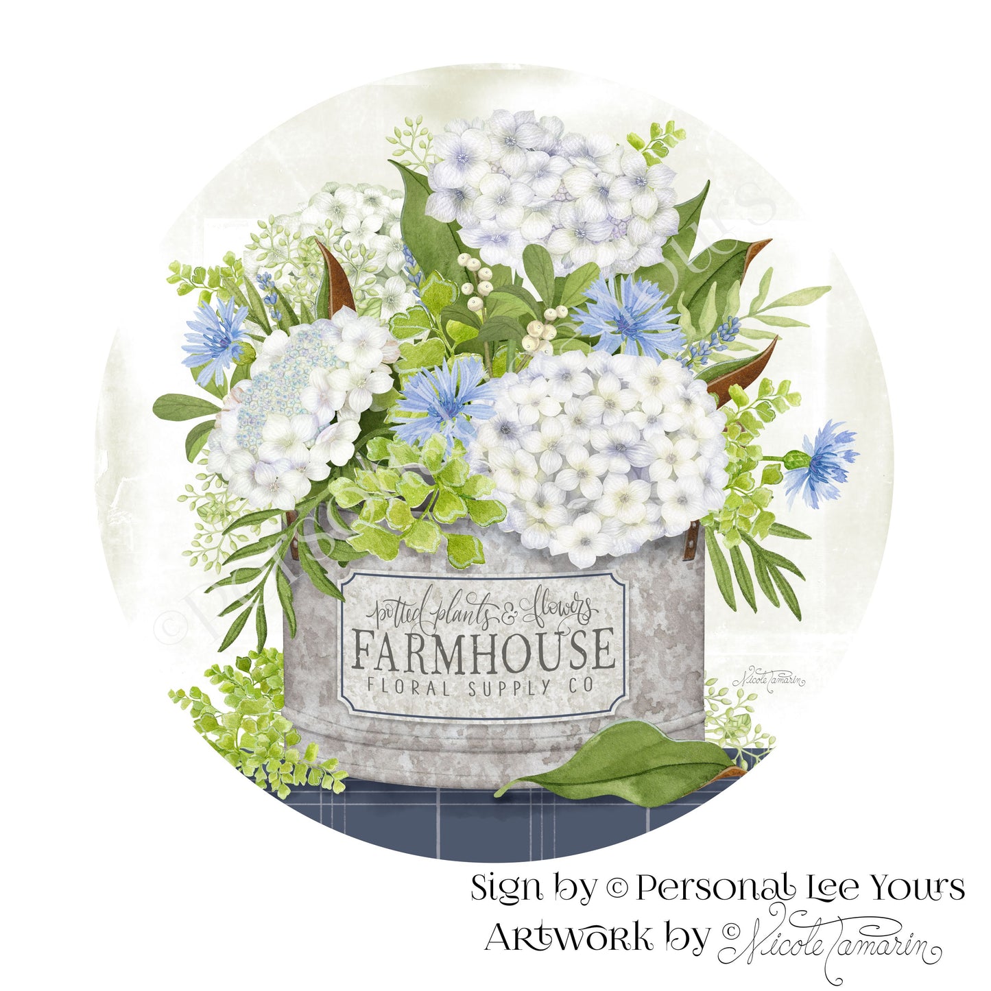 Nicole Tamarin Exclusive Sign * Farmhouse Floral Supply Co. * Round * Lightweight Metal