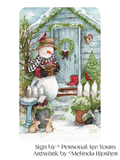 Melinda Hipsher Exclusive Sign * Snowman In The Garden * 3 Sizes * Lightweight Metal