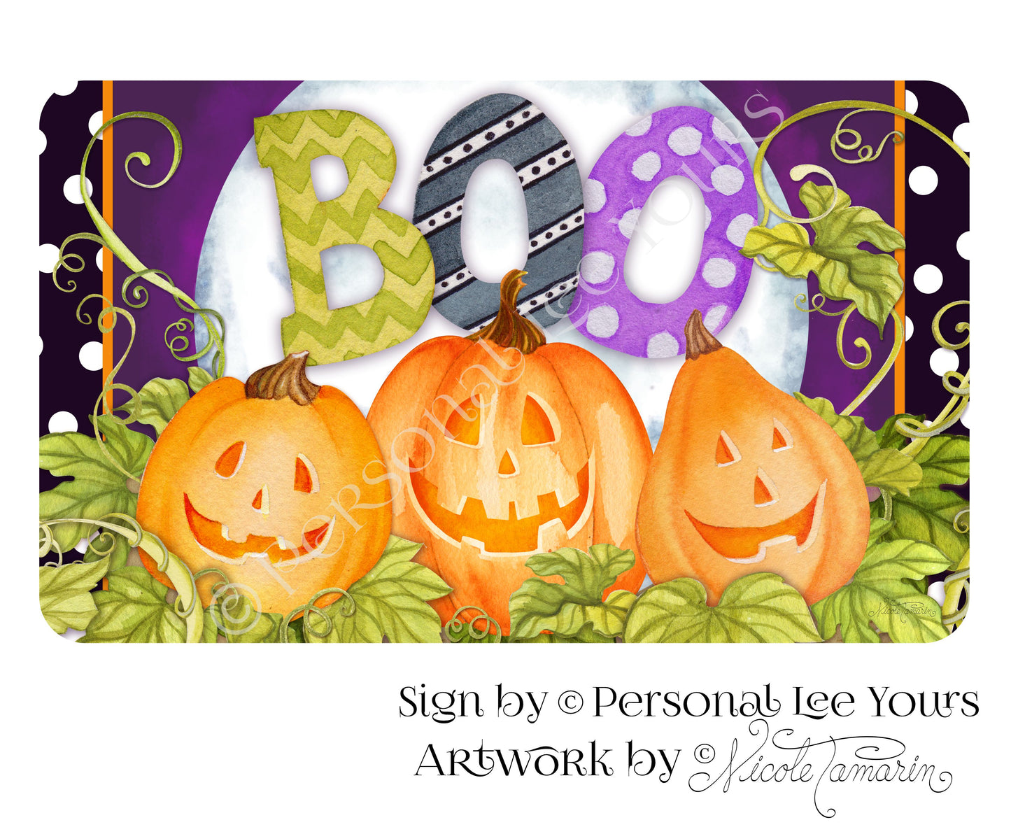Nicole Tamarin Exclusive Sign * Halloween Boo * Horizontal * 3 Sizes * Lightweight Metal
