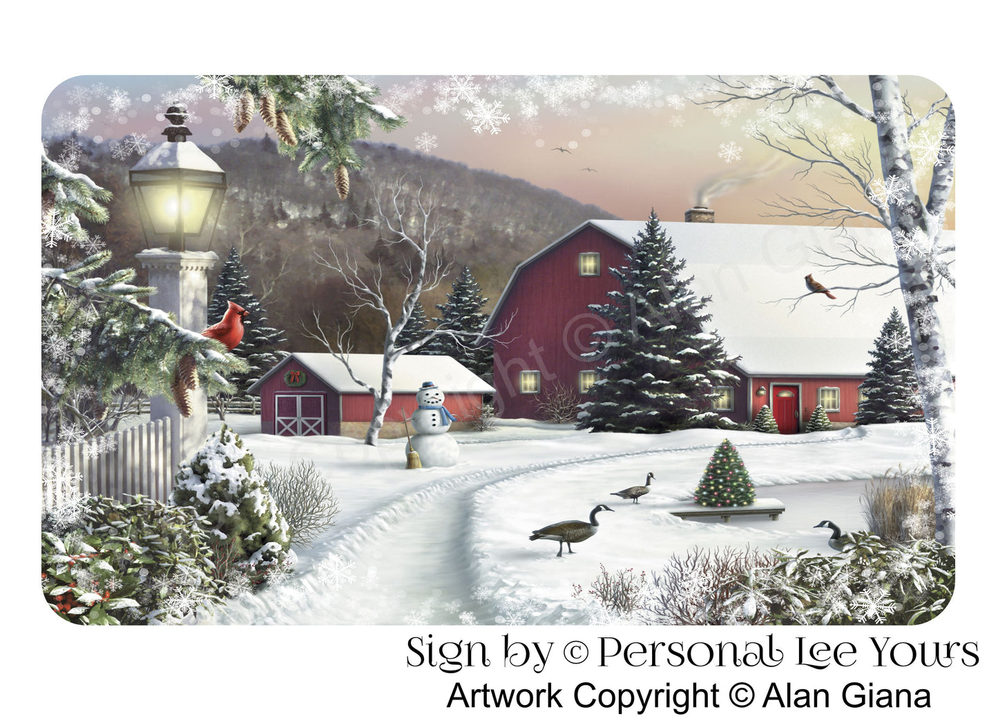 Alan Giana Exclusive Sign * Holiday At Dawn * Christmas * 3 Sizes * Lightweight Metal