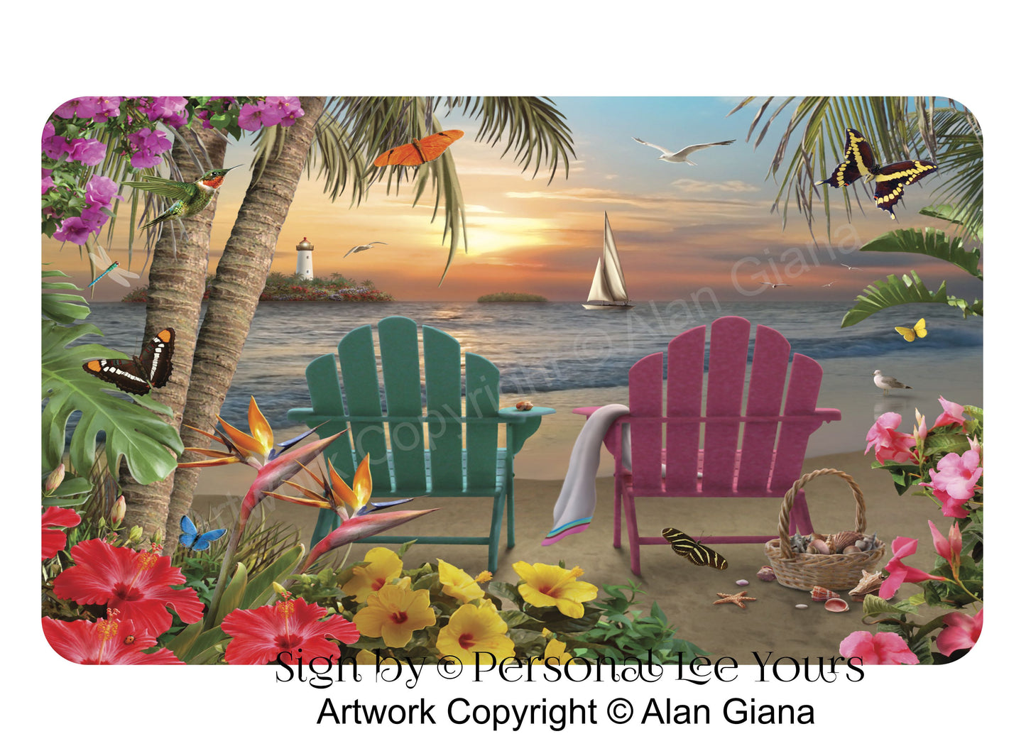 Alan Giana Exclusive Sign * Island Paradise * 3 Sizes * Lightweight Metal