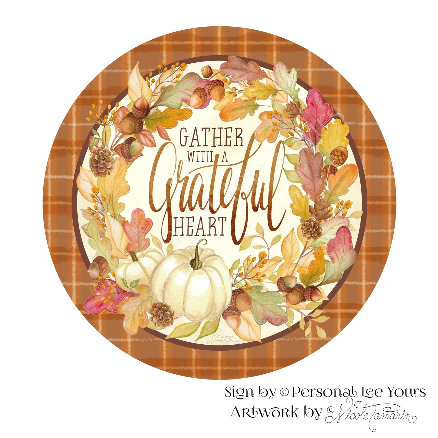 Nicole Tamarin Exclusive Sign * Ivory Autumn Gather * Round * Lightweight Metal