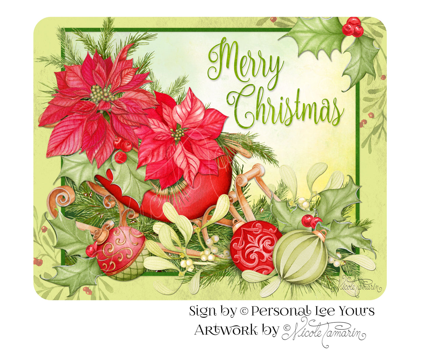 Nicole Tamarin Exclusive Sign * Merry Christmas Sled * 8" x 10" * Lightweight Metal