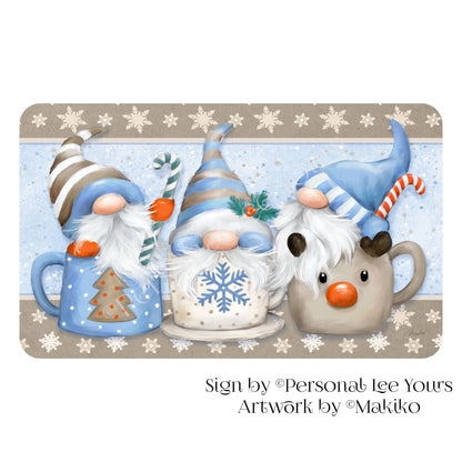 Makiko Exclusive Sign * Holiday * Mugs Of Gnomes * Horizontal * 4 Sizes * Lightweight Metal