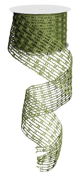 Wired Ribbon * Expandable Jute Mesh * Moss Green * 2.5" x 10 Yards * RA128352 * Expands up to 6" wide