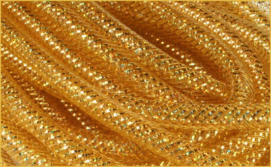 Deco Flex Tubing * Gold with Laser Gold Foil  * 8mm x 30 yards * Wreath Supplies * RE3007E6