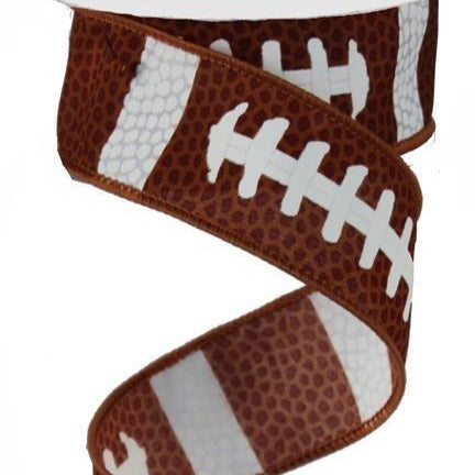 1.5 Football Ribbon: Brown & White (10 Yards)