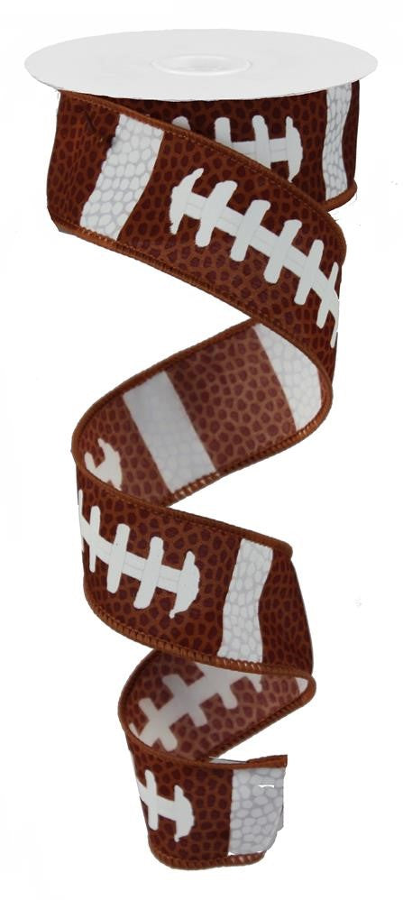 Wired Ribbon * Football Laces * Brown and White Canvas * 1.5" x 10 * RG1092