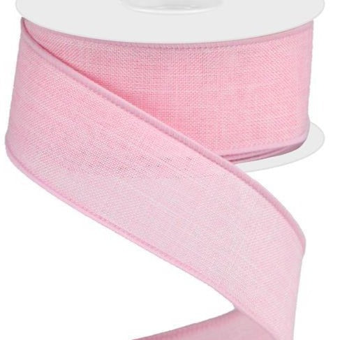 Wired Ribbon * Solid Light Pink Canvas * 1.5 x 10 Yards