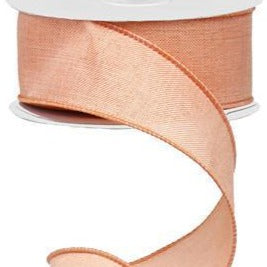 Wired Ribbon * Solid Peach Canvas * 1.5" x 10 Yards * RG1278ET