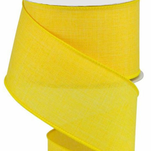 Wired Ribbon * Solid Sun Yellow Canvas  * 2.5" x 10 Yards * RG12798N