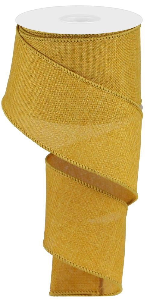 Wired Ribbon * Solid Dark Mustard Canvas * 2.5" x 10 Yards * RG1279F4