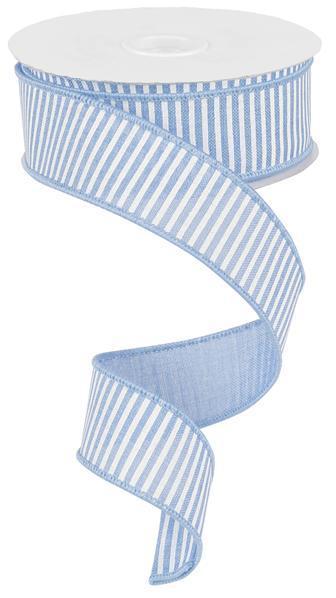 Wired Ribbon * Horizontal Stripes * Baby Blue and White  * Canvas* 1.5" x 10 Yards * RG1780D6