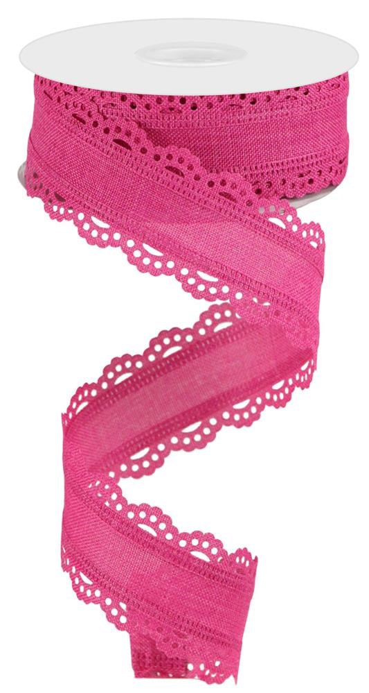Wired Ribbon * Scalloped Edge * Solid Fuchsia Canvas * 1.5" x 10 Yards * RGC130207