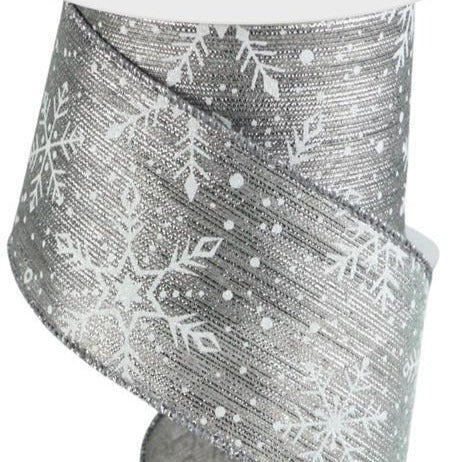 2.5 x 10 Yds Silver Snowflake Ribbon | Shop Christmas Wired Ribbon 