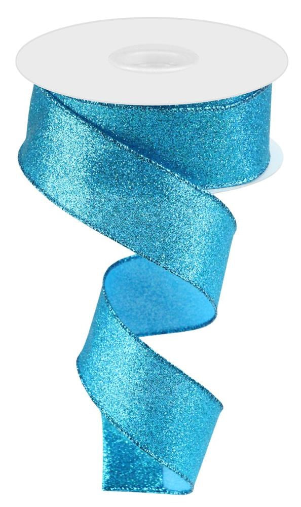 Wired Ribbon * Shimmer Glitter * Turquoise * 1.5" x 10 Yards Canvas * RGC1596A2
